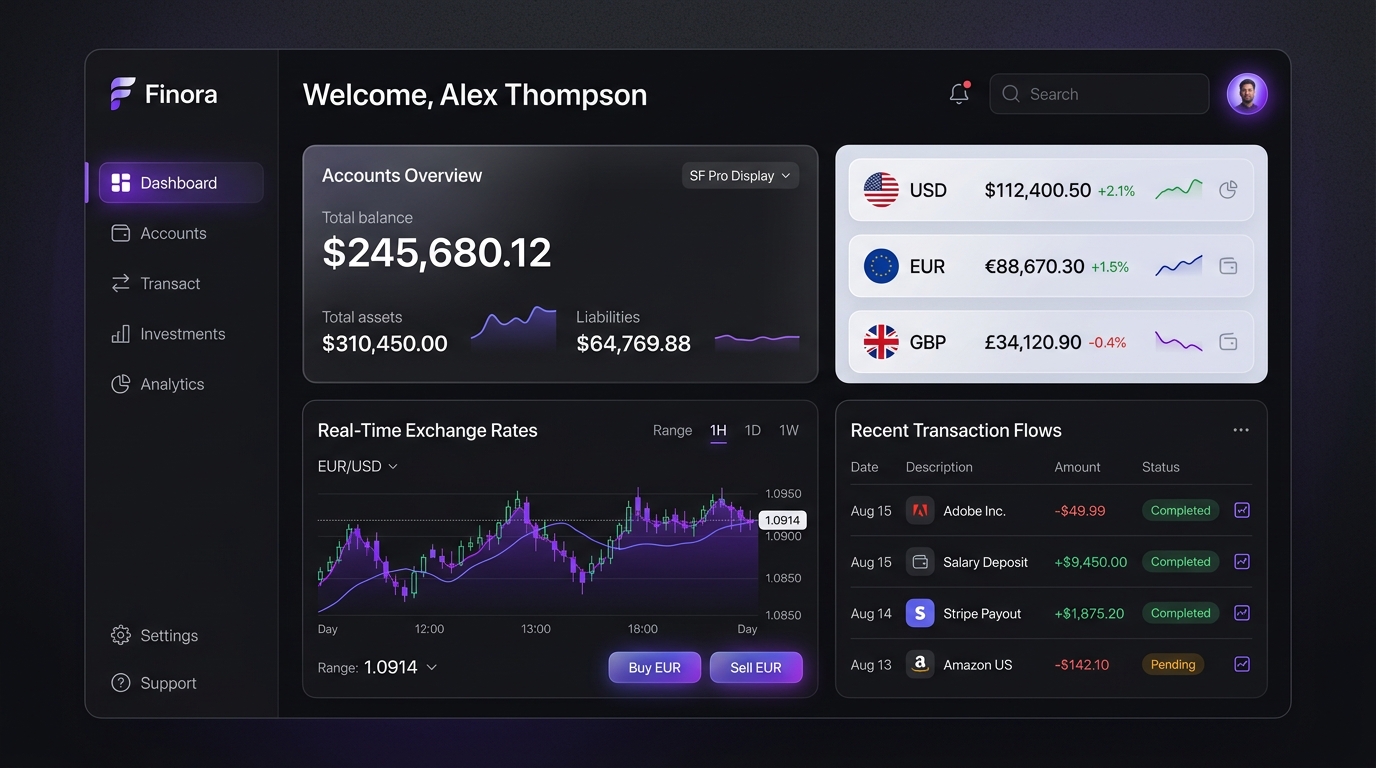 Finora Fintech Platform Interface