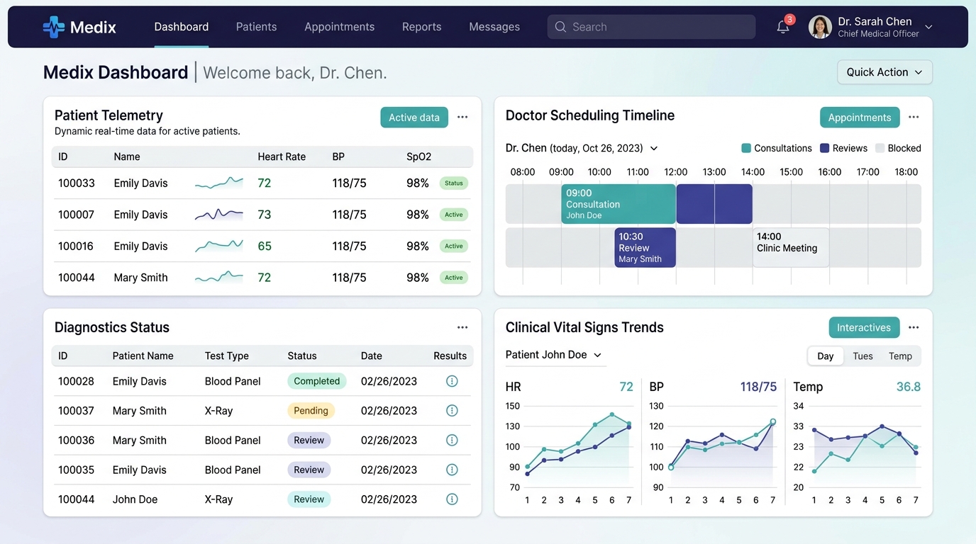 Medix Healthcare Management Platform Interface